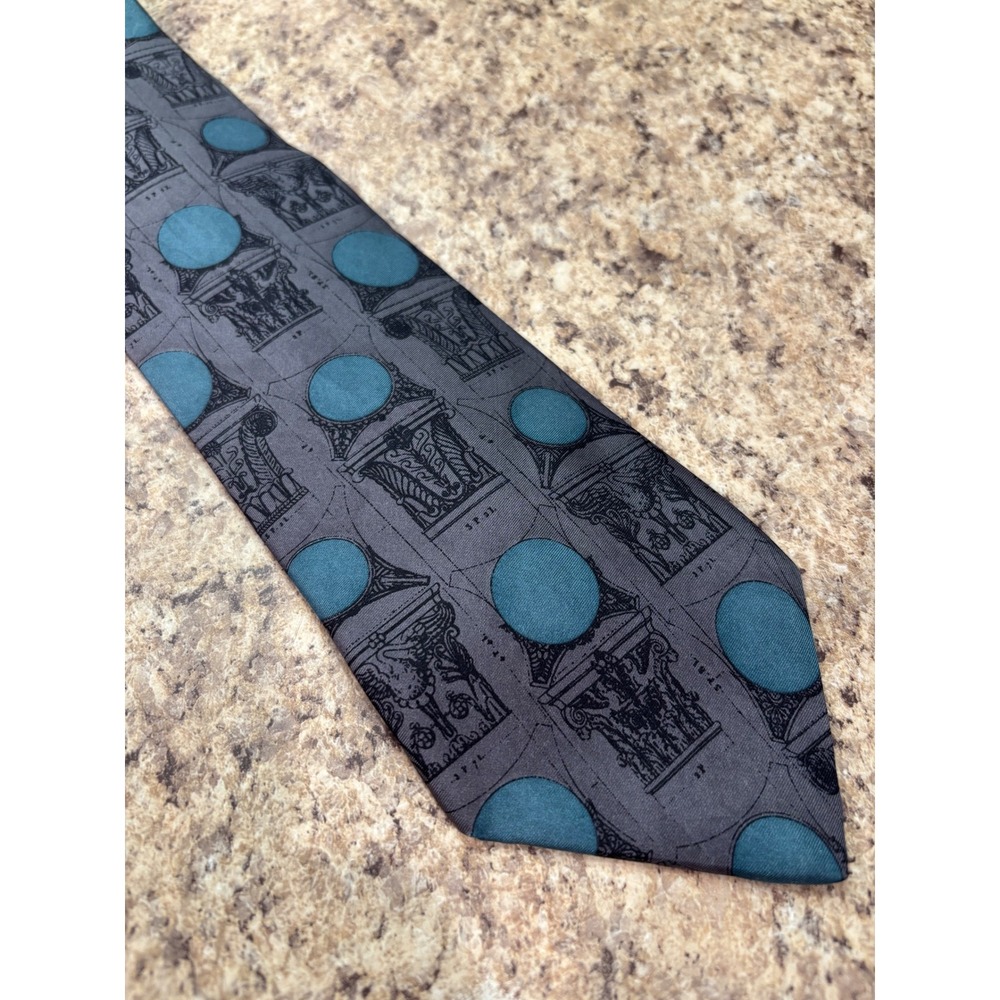 Structure Necktie Gray Men's Imported Italian Fabric Vintage